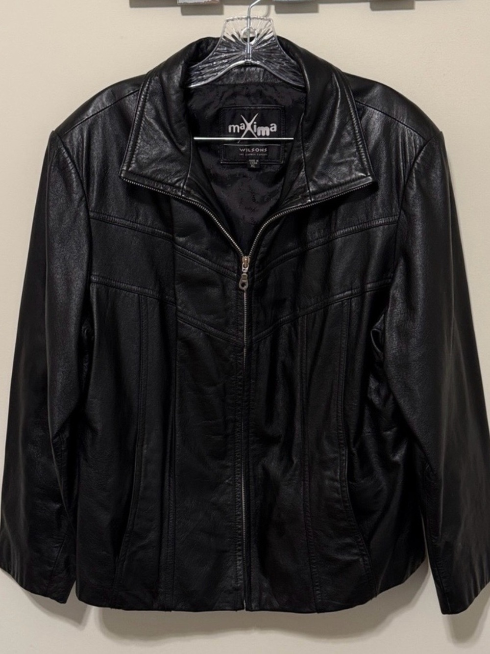 Vintage Maxima Wilsons Leather Women’s Black Leather Jacket / Size XL / Zip Up